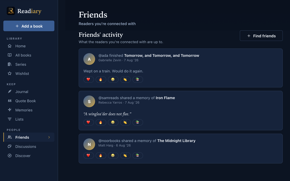 Readiary — Friends