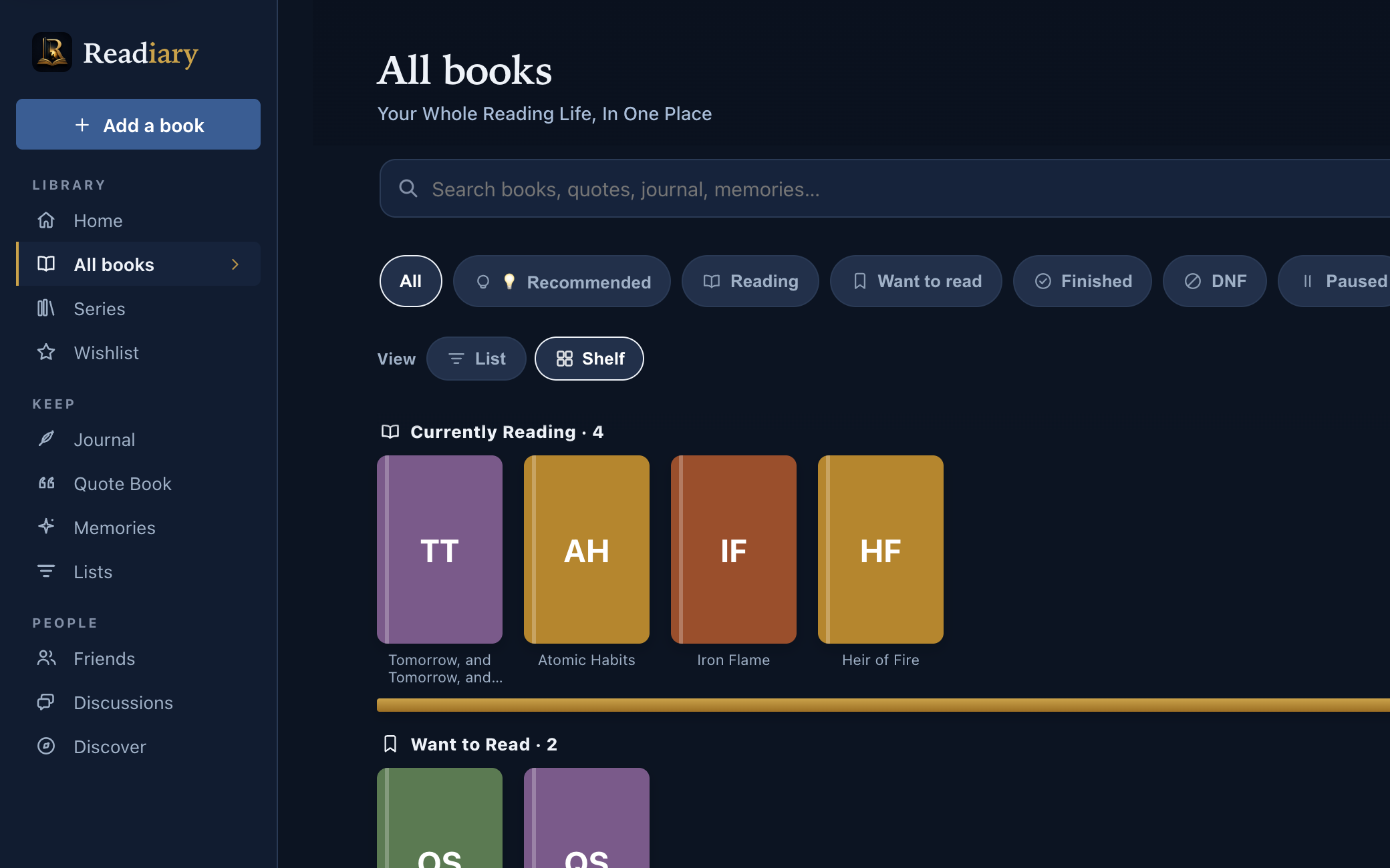Readiary — Library