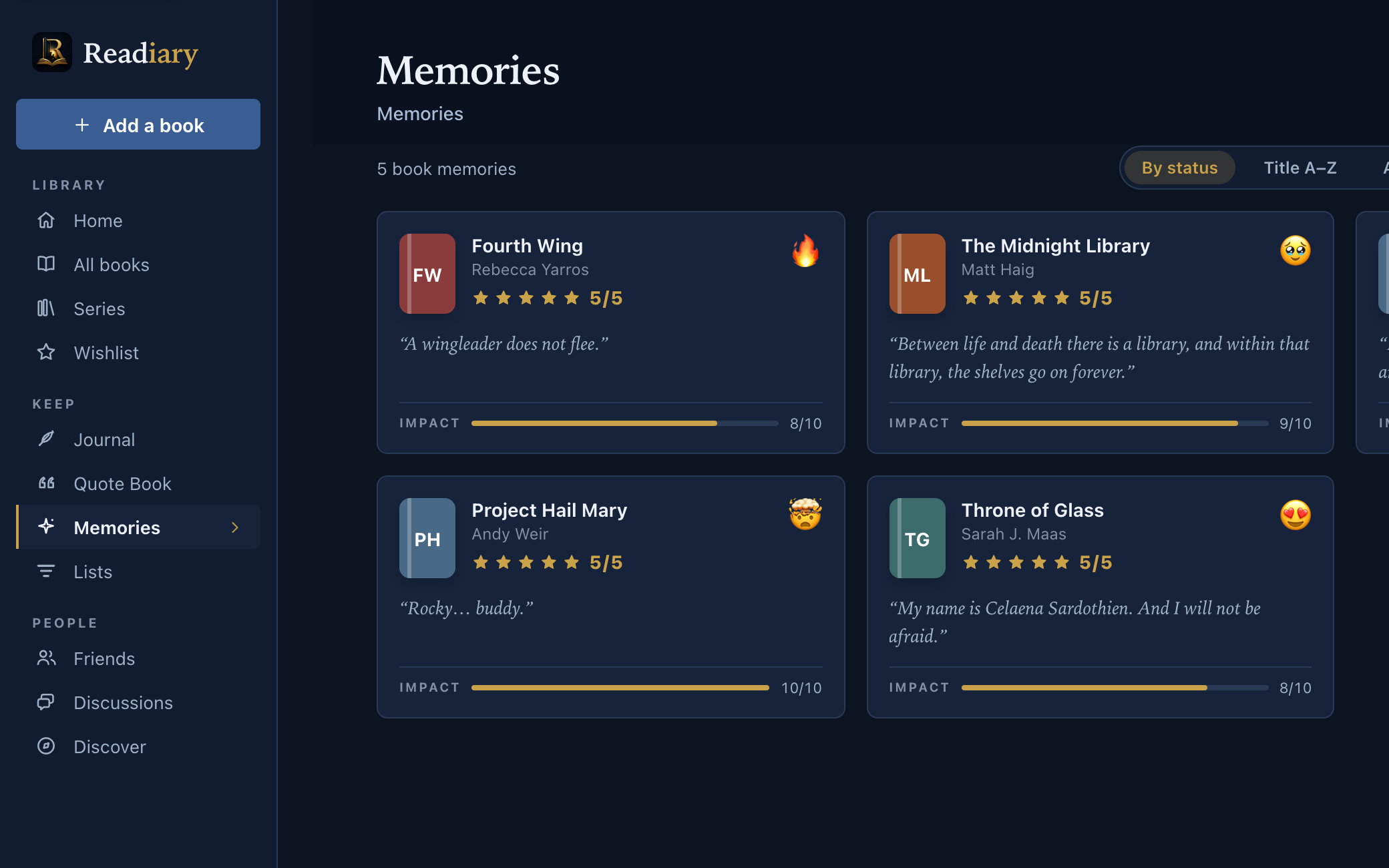 Readiary — Memories